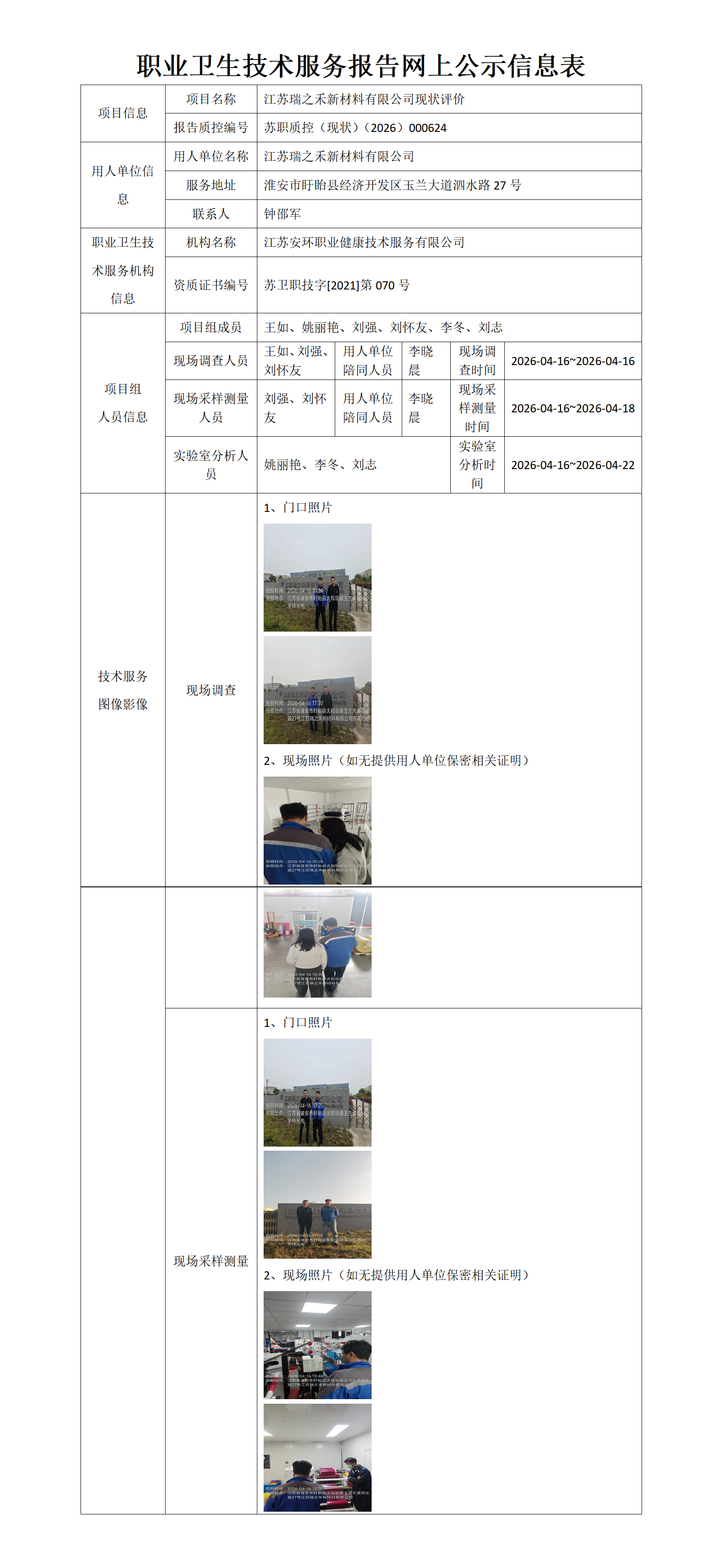 江苏瑞之禾新材料有限公司现状评价